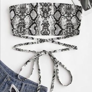 Zaful White Black Snakeskin Strappy Tube Top